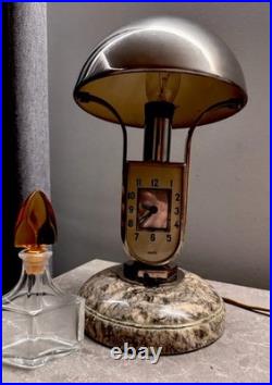 Vintage Art Deco Table Lamp with integrated Alarm clock by Mofem Mushroom Lamp
