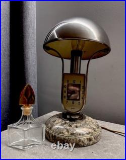 Vintage Art Deco Table Lamp with integrated Alarm clock by Mofem Mushroom Lamp