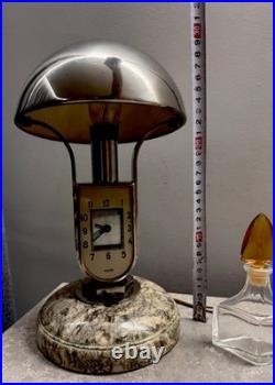 Vintage Art Deco Table Lamp with integrated Alarm clock by Mofem Mushroom Lamp