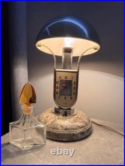 Vintage Art Deco Table Lamp with integrated Alarm clock by Mofem Mushroom Lamp