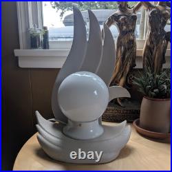 Vintage Art Deco Textured Ceramic Sculptural Flame Lamp