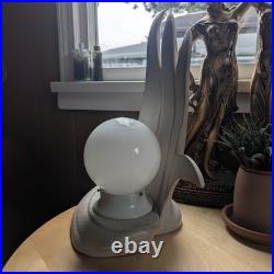 Vintage Art Deco Textured Ceramic Sculptural Flame Lamp