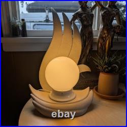 Vintage Art Deco Textured Ceramic Sculptural Flame Lamp