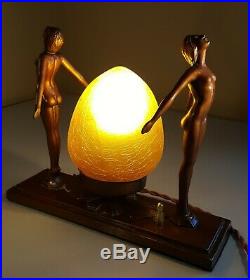 Vintage Art Deco Twin Nudes Globe Lamp