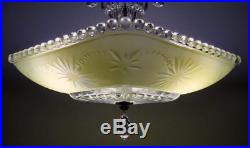 Vintage Art Deco Yellow Starburst Shade Ceiling Lamp Light Fixture Chandelier