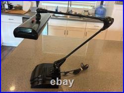 Vintage Art Specialty Co. Flexo Art Deco Desk Lamp Black Dual Bulb Work Light