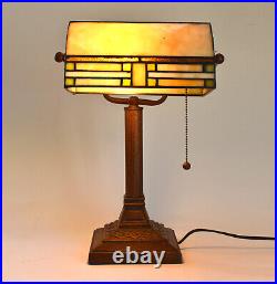 Vintage Banker's Lamp / Desk Lamp Stained Glass Art Deco Arts & Crafts