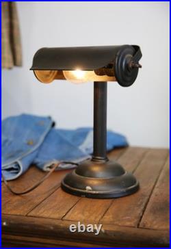 Vintage Bankers Desk Lamp Brass Light Socket industrial Antique shade art deco