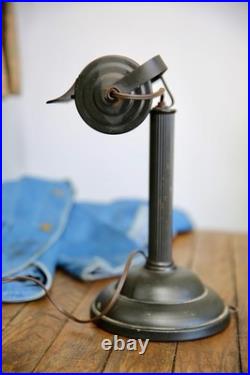 Vintage Bankers Desk Lamp Brass Light Socket industrial Antique shade art deco
