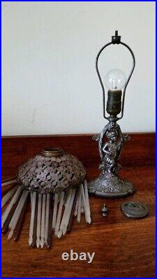 Vintage Beaded Flower Czech Art Deco Boudoir Lamp