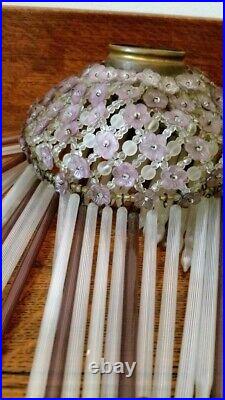 Vintage Beaded Flower Czech Art Deco Boudoir Lamp