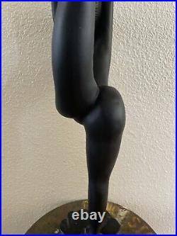 Vintage Black Nude Erotica Lady Globe Figural Accent Lamp MCM Art Deco Working
