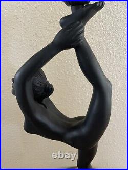 Vintage Black Nude Erotica Lady Globe Figural Accent Lamp MCM Art Deco Working