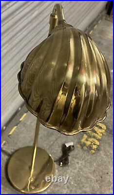 Vintage Boho/mid Century Art Deco Brass Clam Shell Floor Lamp
