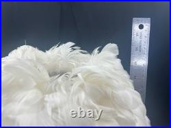 Vintage Boudoir Burlesque Art Deco Soft White Feather Frosted Glass Table Lamp