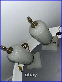 Vintage Boudoir Lamps Pair 1930s Style HouzeX Skyscraper Torpedo Coralex Glass