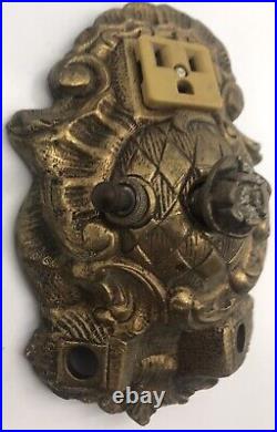 Vintage Brass Art Deco Lamp Switch With Turn Switch