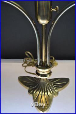 Vintage Brass Art Deco Style Table Lamp With Frosted Shade