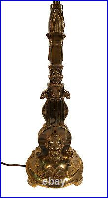 Vintage Brass Bronze Art Deco Egyptian Revival Table Lamp Sphinx Pharoah #209