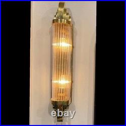 Vintage Brass & Glass Rod Wall Sconce Lamps Skyscraper Shape Décor 1 Piece