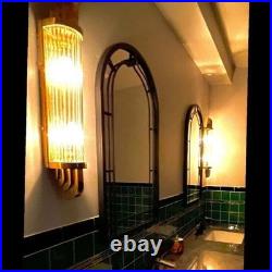 Vintage Brass & Glass Rod Wall Sconce Lamps Skyscraper Shape Décor 1 Piece