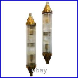 Vintage Brass & Glass Rod Wall Sconce Lamps Skyscraper Shape Décor 1 Piece