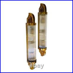 Vintage Brass & Glass Rod Wall Sconce Lamps Skyscraper Shape Décor 1 Piece