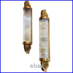 Vintage Brass & Glass Rod Wall Sconce Lamps Skyscraper Shape Décor 1 Piece