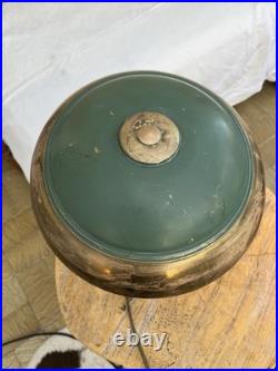 Vintage Brass & Green Metal Lamp / Art Deco (circa 1950)