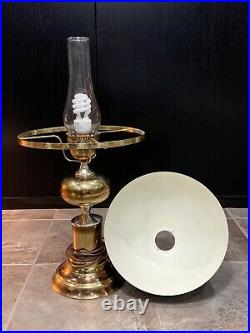 Vintage Brass Lamp, 80s Art Deco Hurricane Mushroom Dome Top Table Lamp Gold
