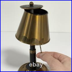 Vintage Brass Lamp Style Cigarette Holder Ashtray Dispenser Pull Chain Art Deco