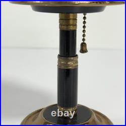 Vintage Brass Lamp Style Cigarette Holder Ashtray Dispenser Pull Chain Art Deco