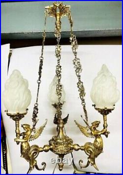 Vintage Brass Mermaid Ceiling Pendant Light Art Deco Chandelier Lamp Fixture