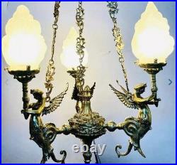 Vintage Brass Mermaid Ceiling Pendant Light Art Deco Chandelier Lamp Fixture