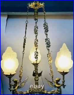 Vintage Brass Mermaid Ceiling Pendant Light Art Deco Chandelier Lamp Fixture