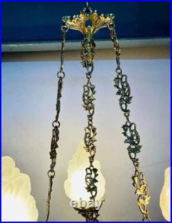 Vintage Brass Mermaid Ceiling Pendant Light Art Deco Chandelier Lamp Fixture