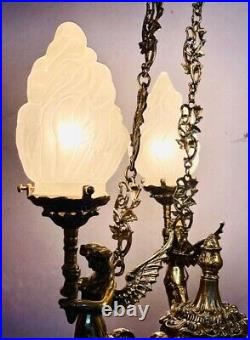 Vintage Brass Mermaid Ceiling Pendant Light Art Deco Chandelier Lamp Fixture