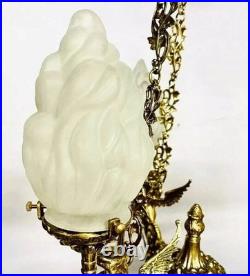 Vintage Brass Mermaid Ceiling Pendant Light Art Deco Chandelier Lamp Fixture