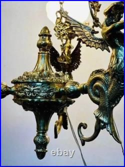 Vintage Brass Mermaid Ceiling Pendant Light Art Deco Chandelier Lamp Fixture