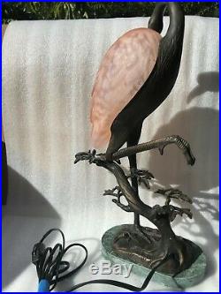 Vintage Brass Table Art Deco Flamingo Lamp- RARE- Never seen Any Like This