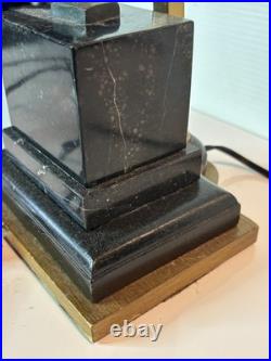 Vintage Bronze Art Deco Nude Form Lady Woman Dancer Holding Globe Figural Lamp