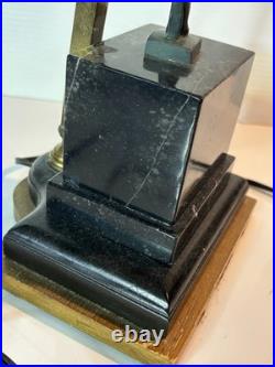 Vintage Bronze Art Deco Nude Form Lady Woman Dancer Holding Globe Figural Lamp