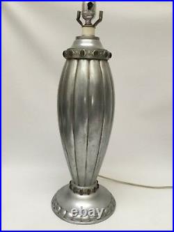 Vintage Brushed Aluminum Table Lamp Art Deco Industrial Rocket Shaped Blimp