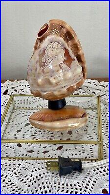 Vintage CAMEO carved seashell lamp shell lamp Cameo Lamp Sea Shell Lamp