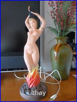 Vintage Ceramic Beautiful Girl Electric Boudoir Lamp