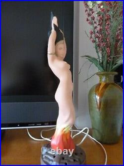 Vintage Ceramic Beautiful Girl Electric Boudoir Lamp