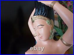 Vintage Ceramic Beautiful Girl Electric Boudoir Lamp