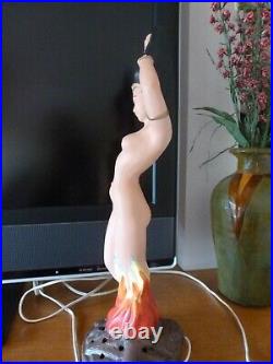 Vintage Ceramic Beautiful Girl Electric Boudoir Lamp