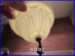 Vintage Clip On Lamps Light Milk Glass & Brass Shades Matching Art Deco