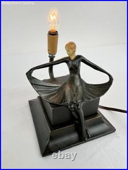 Vintage Collection Francaise Bronze Art Deco Sitting Flapper Girl Figure Lamp